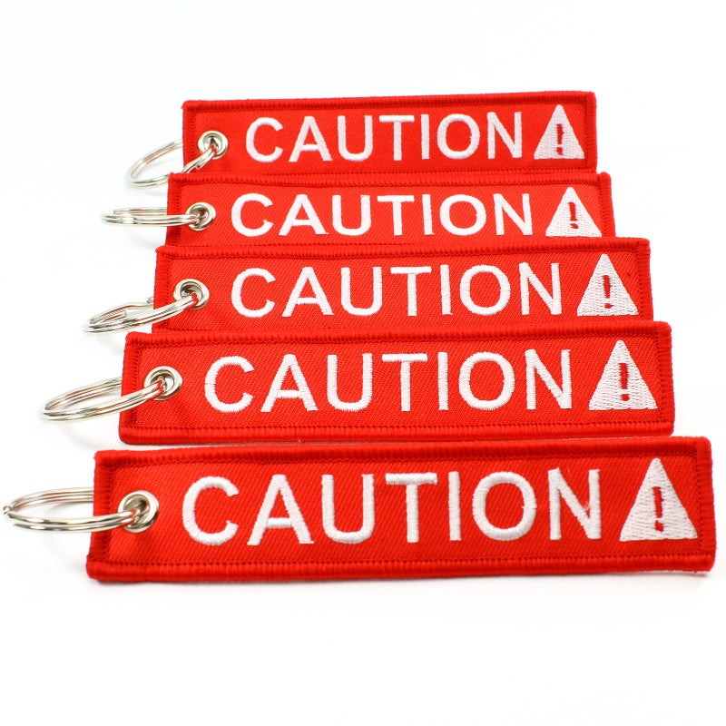 Rotary13B1 Caution Key Chain Safety Tag Red White Size: 1in by 5in Qty: 5 Pack - by Rotary13B1 - Image 2